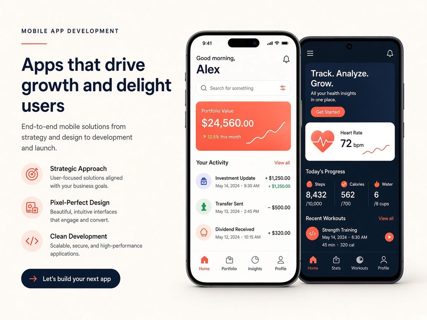 Mobile apps — iOS and Android apps that support the same outcomes as your web product.